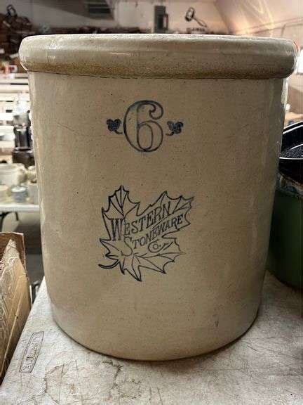 6 Gallon Western Stoneware Crock Isabell Auction