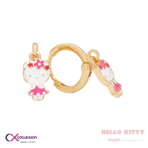 Jual Collexion Flower Crown Hello Kitty Drop Earring Anting Anak Lapis