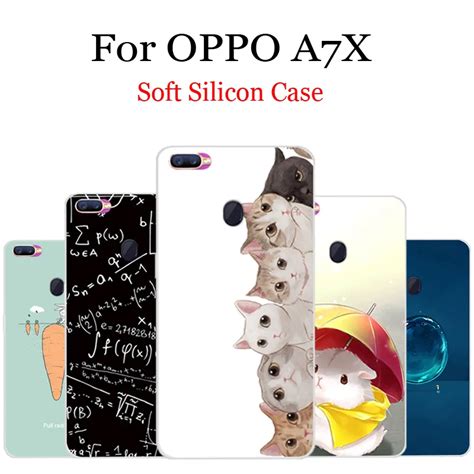 Capa traseira de silicone para oppo a7x capa padrão de desenhos