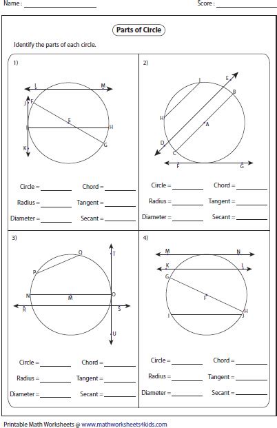 Label Parts Of A Circle Worksheet