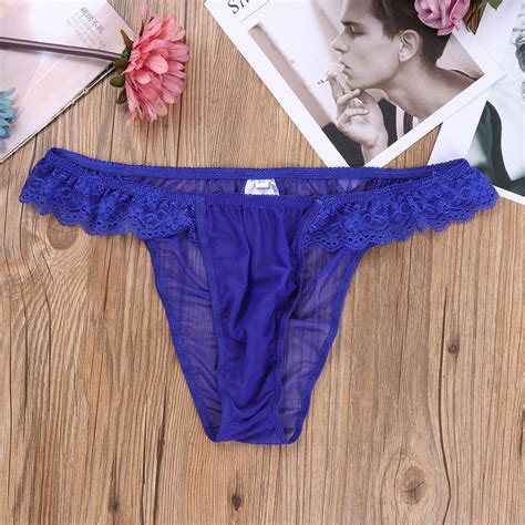 Mens Sexy See Through Bikini Briefs Lace Sissy Pouch Panties Thongs Underwear EBay