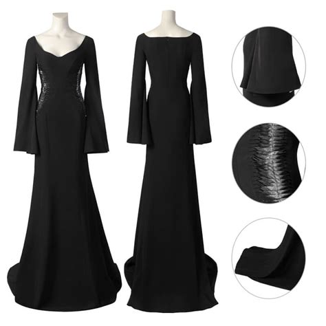 Morticia Addams Dress 2022 Wednesday Sexy Morticia Black Dress For Hal