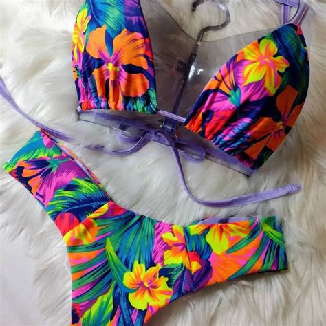 Tropical Print Bikini Etsy