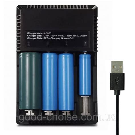 Зарядное Устройство для 4 Аккумуляторов от USB I4-1688 / Зарядка для ...
