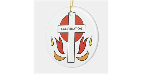 Confirmation Cross And Flames Ceramic Ornament Zazzle