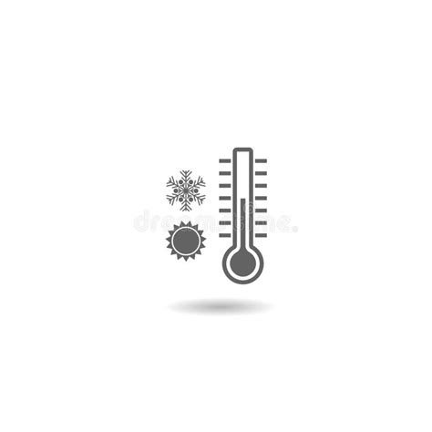 Thermometer Measuring Hot And Cold Temperature Icon With Shadow Stock