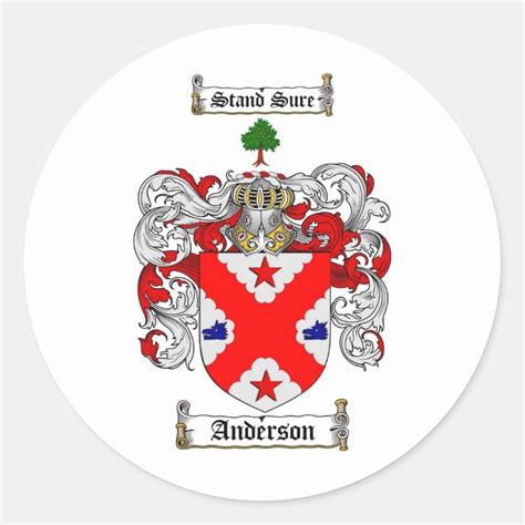 ANDERSON FAMILY CREST - ANDERSON COAT OF ARMS CLASSIC ROUND STICKER ...