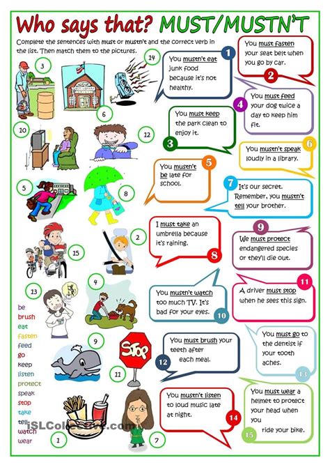 Modal verbs MUST or MUSTNT Exercice anglais 6ème Apprendre l