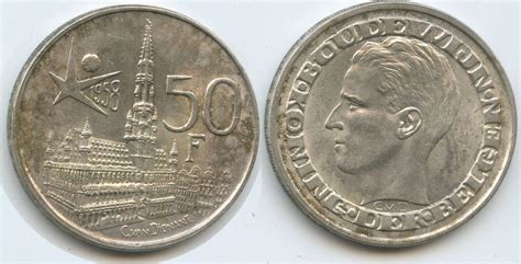 Belgien 50 Francs Silber H0236 Der Belgen Brussels World S Fair