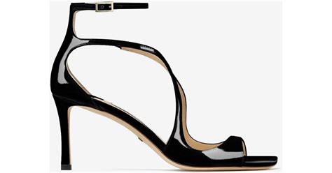 Jimmy Choo Azia 75 Patent Leather Sandals In White Lyst