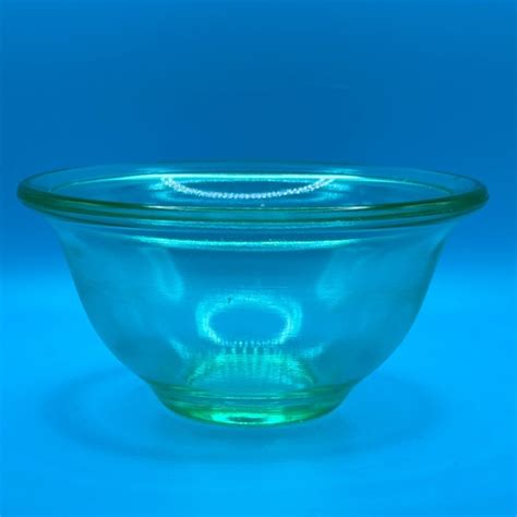 Vintage Kitchen Vintage Green Uranium Vaseline Small Mixing Bowl Hemingray Depression Glass