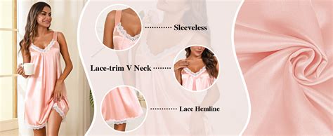 Marvmys Womens Silk Nightgown Lace Satin Lingerie Slip Dress Sleeveless Short Nightdress Black