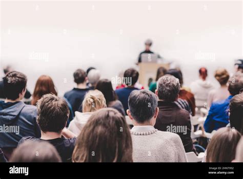 Woman Giving Presentation On Business Conference Event Stock Photo Alamy