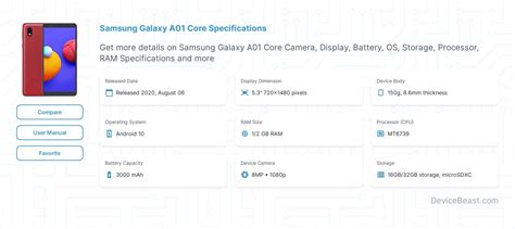 Samsung Galaxy A01 Core Specifications | DeviceBeast.com