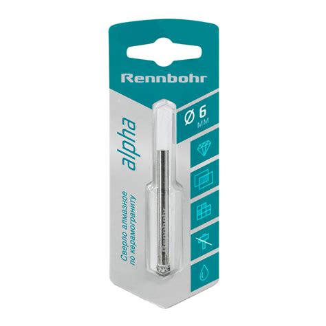 Коронка алмазная по керамограниту, камню, стеклу, кафелю 6мм Rennbohr в ...