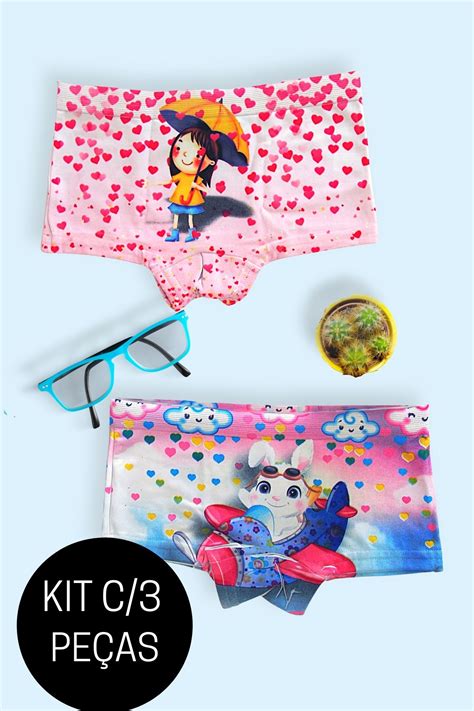 Kit C Calcinha Shortinho Infantil Sublimado Menina BBM Lingerie Lingerie direto da Fábrica