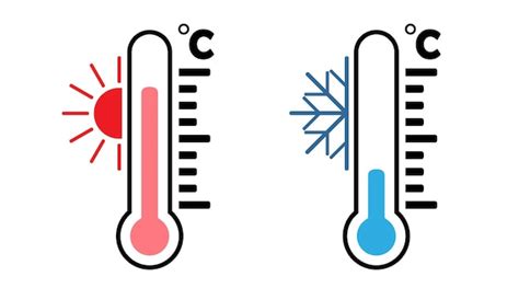 Premium Vector Hot And Cold Thermometer Temperature Indicator Icon