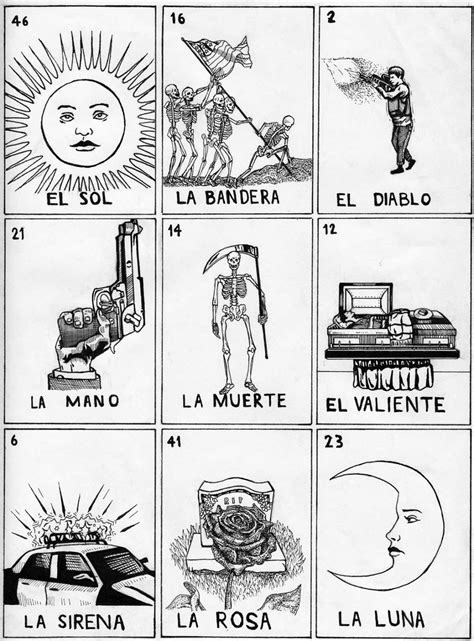 Loteria Coloring Pages Cards Embroidery Patterns Sketch Coloring Page
