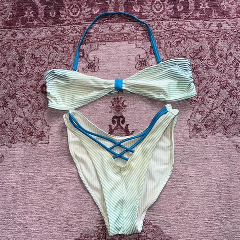 Vintage S Striped Bikini With Cutout Details No Depop