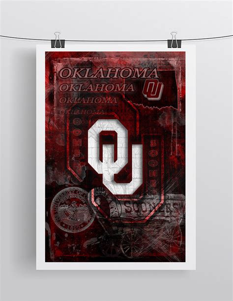 Oklahoma Poster University Of Oklahoma T Ou Man Cave Sooners Pri