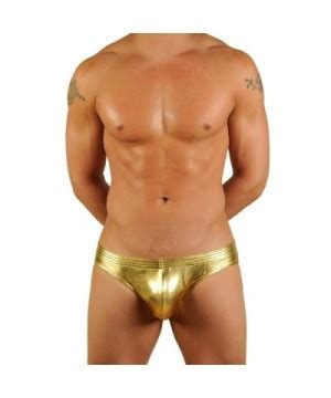 Mens Liquid Metallic Contour Pouch Bikini Swimsuit By Gold C6115O8Z54B