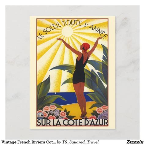 Vintage French Riviera Cote Dazur Travel France Postcard Zazzle