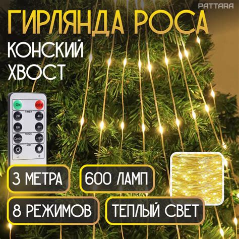 Гирлянда Конский хвост роса на елку новогодняя 3м купить c доставкой на ...