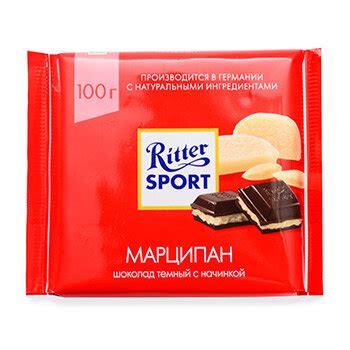 Шоколад тёмный Ritter Sport с начинкой марципан — купить в интернет ...
