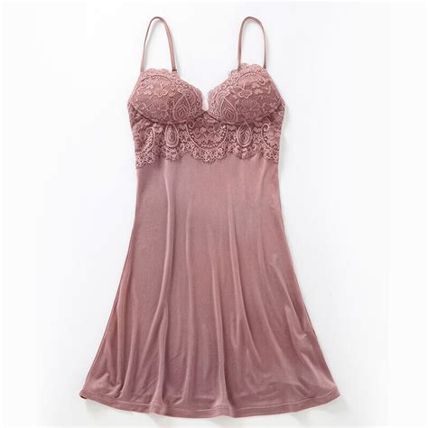 Women Silk Bra Full Slip Dress Lace Underdress Lingerie Chemise Nightgown Ebay