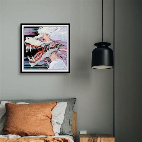 Retro Vaporwave Anime Manga Aesthetic Print Poster Mech Teeth Jaw Hot Anime Girl Portrait Etsy