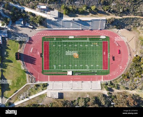 Aerial top view of American football field in San Diego, California, USA. April 3rd, 2021 Stock ...