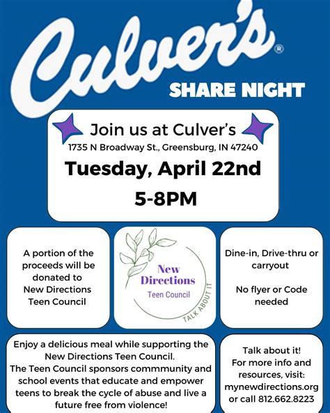 New - Dinner plans for this week should include: Culver's Tuesday