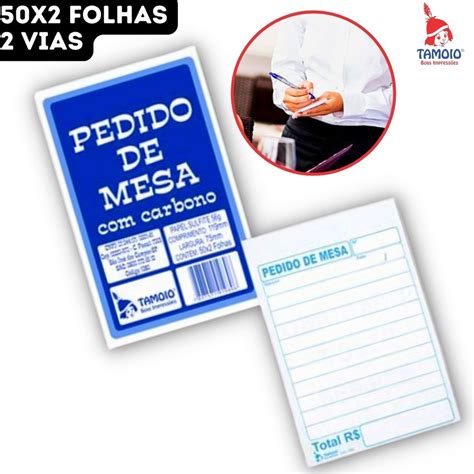 Bloco Pedido De Mesa Carbono Vias Pedidos Restaurante Quiosque