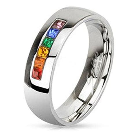 Inexpensive Gay Pride Wedding Rings Or Engagement Rings For Gay Couples