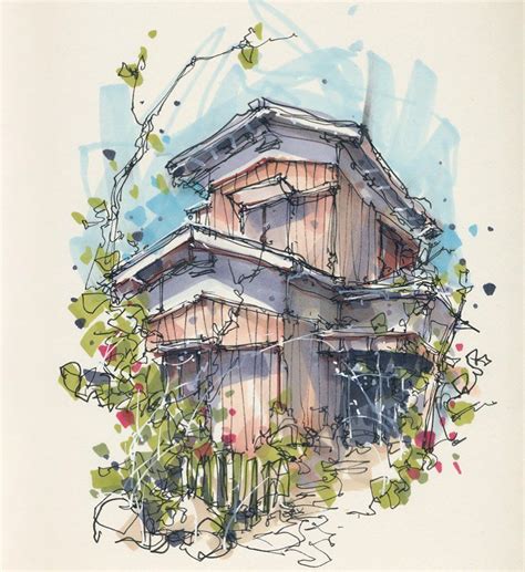 Abandoned House Watercolor Drawing Tokyo Japan