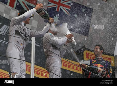 Red Bull Racing On Podium Team Mate Daniel Ricciardo Hi Res Stock