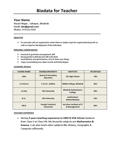 biodata  teacher teachers behavior modification