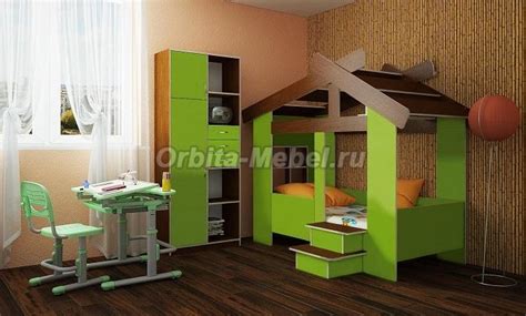 Детская кровать чердак Фанки Кидз Домик 13/64СВ