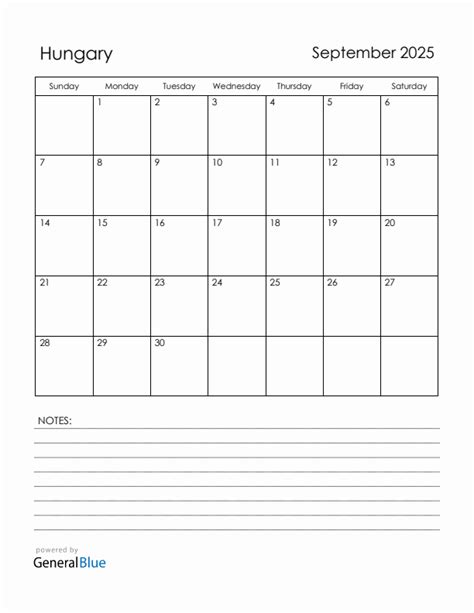 September 2025 Hungary Calendar with Holidays