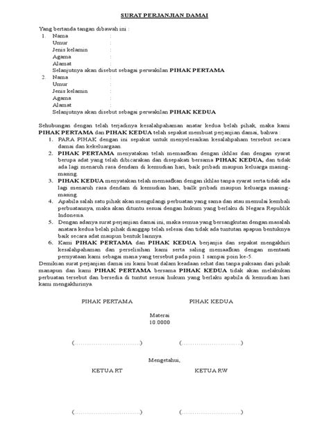 Surat Perjanjian Damai Pdf