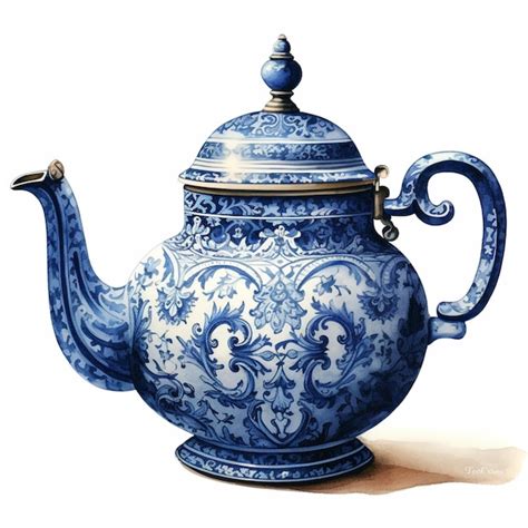 Premium Ai Image There Is A Blue And White Teapot With A Lid