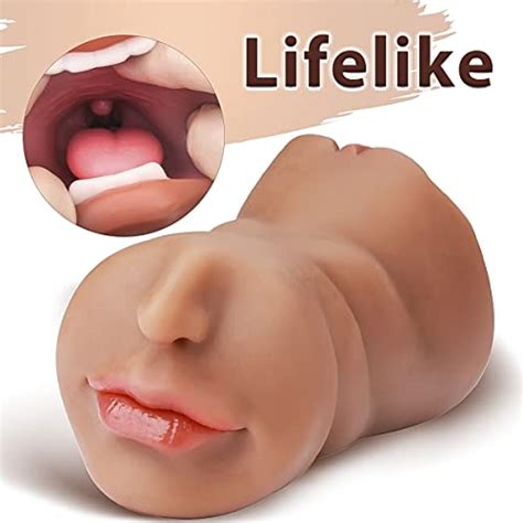 3 In 1 Pocket Pussy Male Masturbators With Lifelike Face Sex Doll With Realistic Textured Mouth
