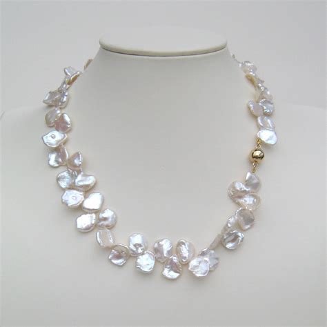 Keshi Pearl Necklace With 18 Carat Yellow Gold Magnetic Clasp Keshi