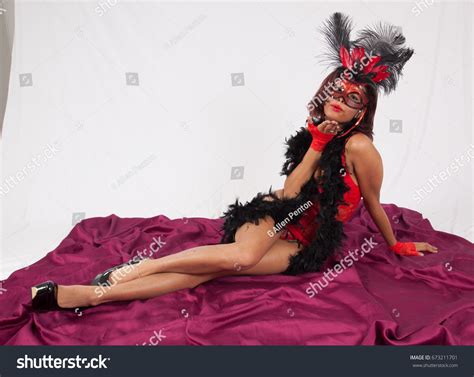 Lovely Black Woman Red Black Lingerie Stock Photo 673211701 Shutterstock