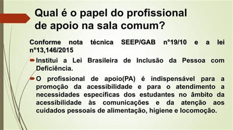 O Papel Do Profissional De Apoio Mediador Na Sala Comum Pptx