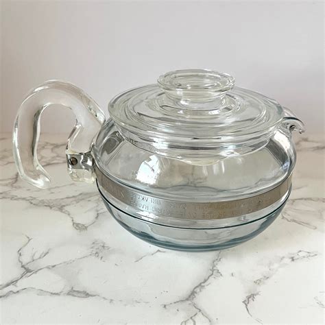 Pyrex Flameware Teapot 6 Cup Vintage Teapot Collectible Glass Etsy