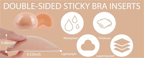 Geckowi Double Sided Sticky Bra Inserts Self Adhesive Boob Pads For Small Chest Women