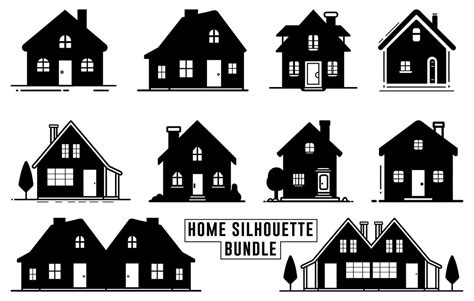 House vector silhouette set, home graphic silhouette bundle, House ...