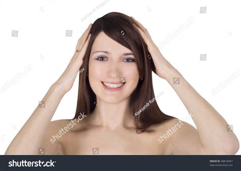 Closeup Portrait Beautiful Nude Lady Surprise Stock Photo 48818407