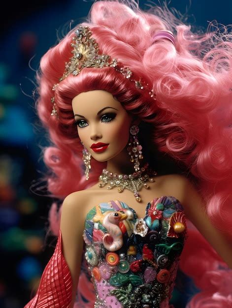 Premium AI Image Barbie Doll Pink Blonde Girl Background